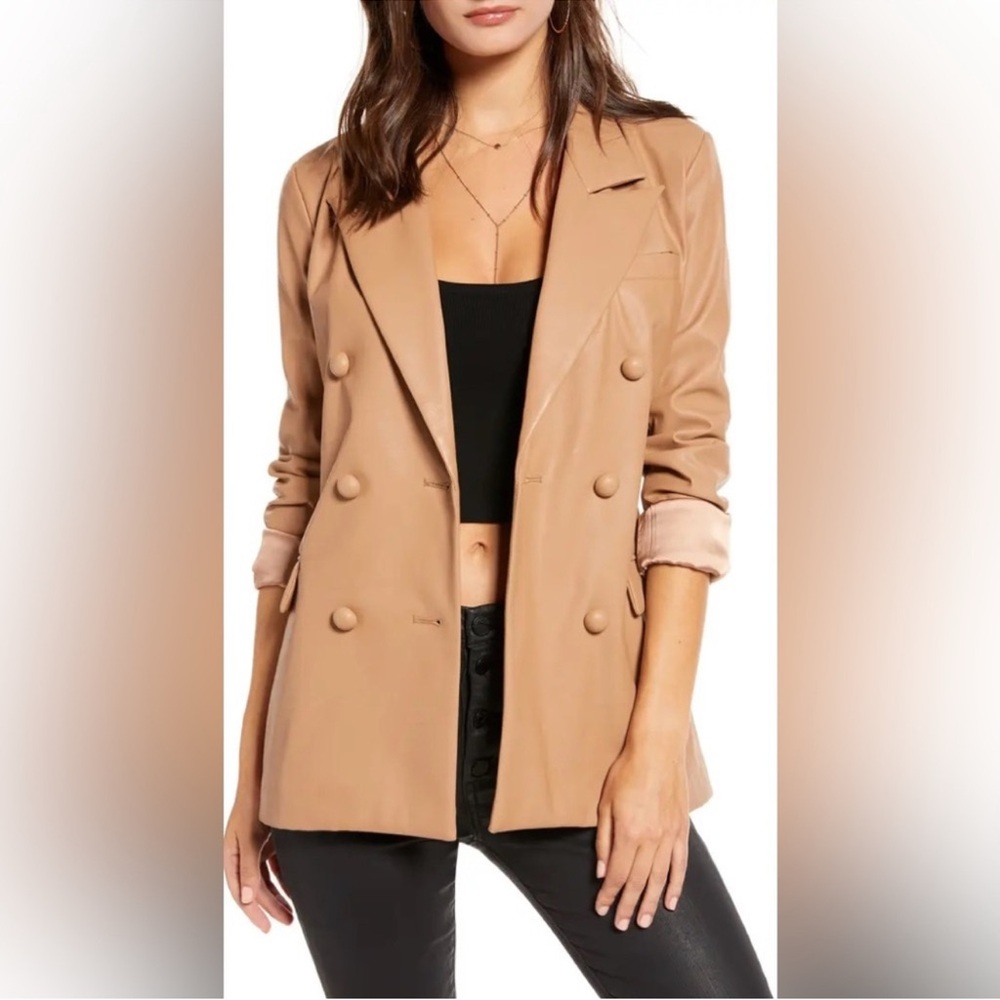 Blank NYC faux leather double breast blazer